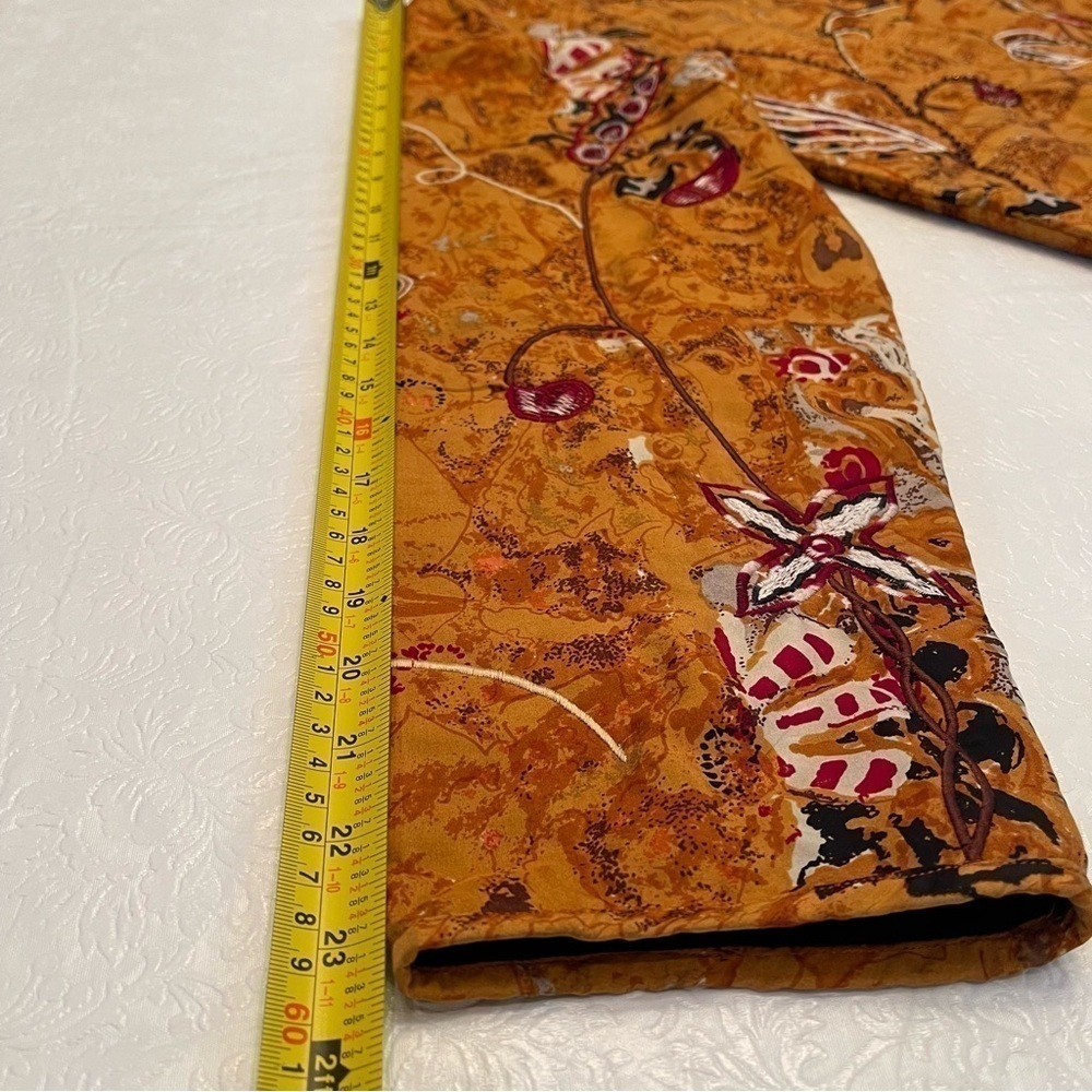 Anu by Natural Silk Embroidered Beaded Open Jacket Mandarin Neckline Large - Picture 13 of 16